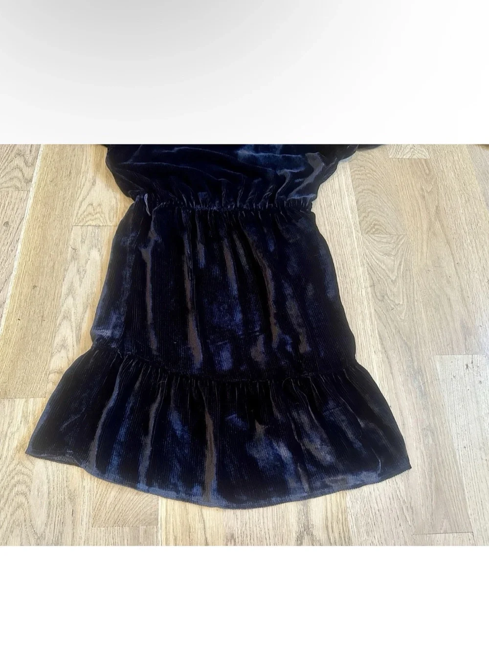 Cloth & Stone Silk Blend Ribbed Velvet Mini Dress Black XS NWOT - Picture 8 of 10